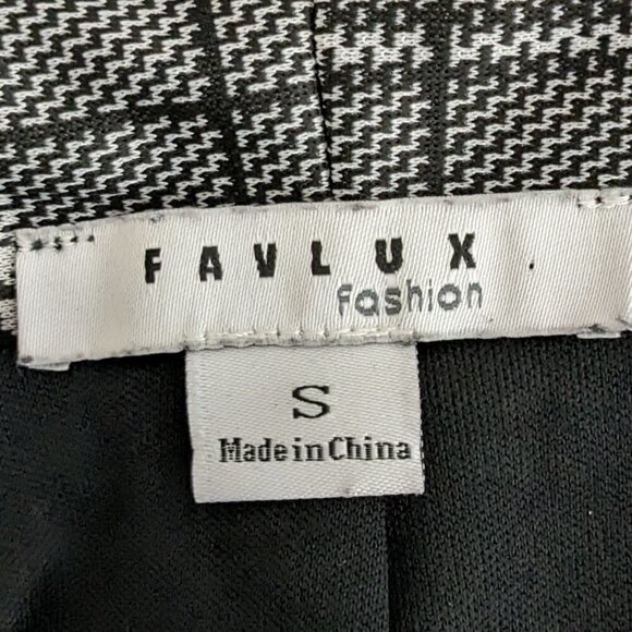 Women's "FAVLUX Fashion" Black Houndstooth Short Open Blazer Jacket; Size S - Picture 3 of 5